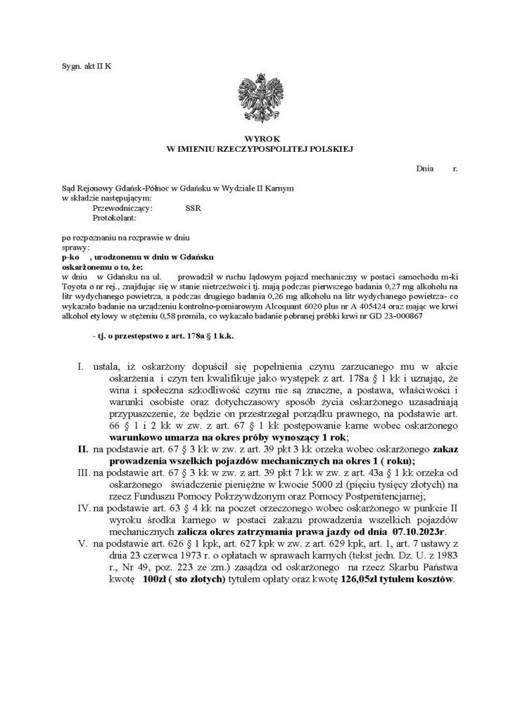 Warunkowe umorzenie postępowania - wyrok